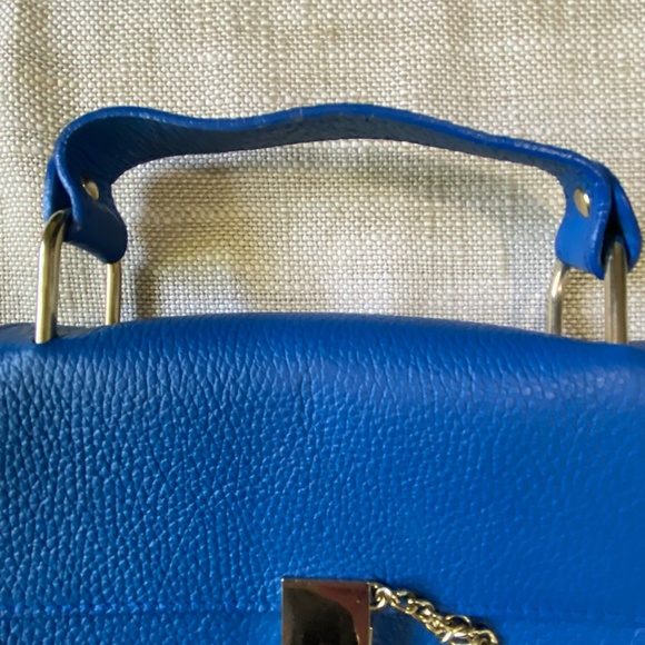Borse In Pelle Italian Leather Cobalt Blue Small Carry Purse - Picture 2 of 15